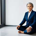 A mature individual, fully clothed in modest professional attire, seated calmly in a well-lit, clean, and safe contemporary room. The individual is in a natural, contemplative pose, conveying a sense of inner strength and resilience amidst life's challenges. The atmosphere is serene and supportive. Perfect anatomy, correct proportions, well-formed hands, proper finger count, natural body proportions. Safe for work, appropriate content, fully clothed, professional, family-friendly, high-quality photography, realistic style.