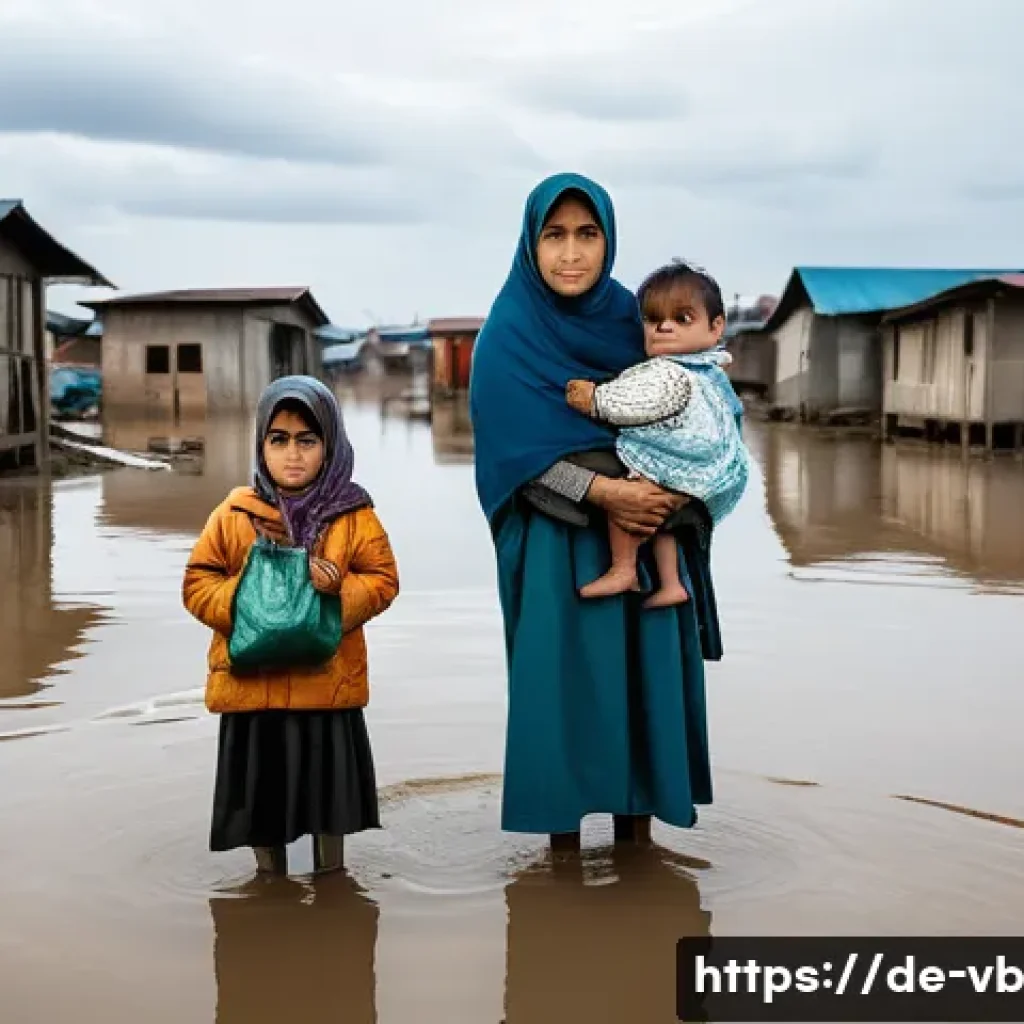 기후 난민 문제 해결을 위한 새로운 법적 프레임워크 - **Prompt 1: A Family's Resilience Against Rising Waters**
A family of four, consisting of a moth...