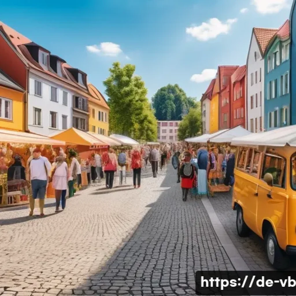 기후 난민과 안전 문제 - A vibrant urban neighborhood in a German city with diverse residents engaging in a multicultural str...